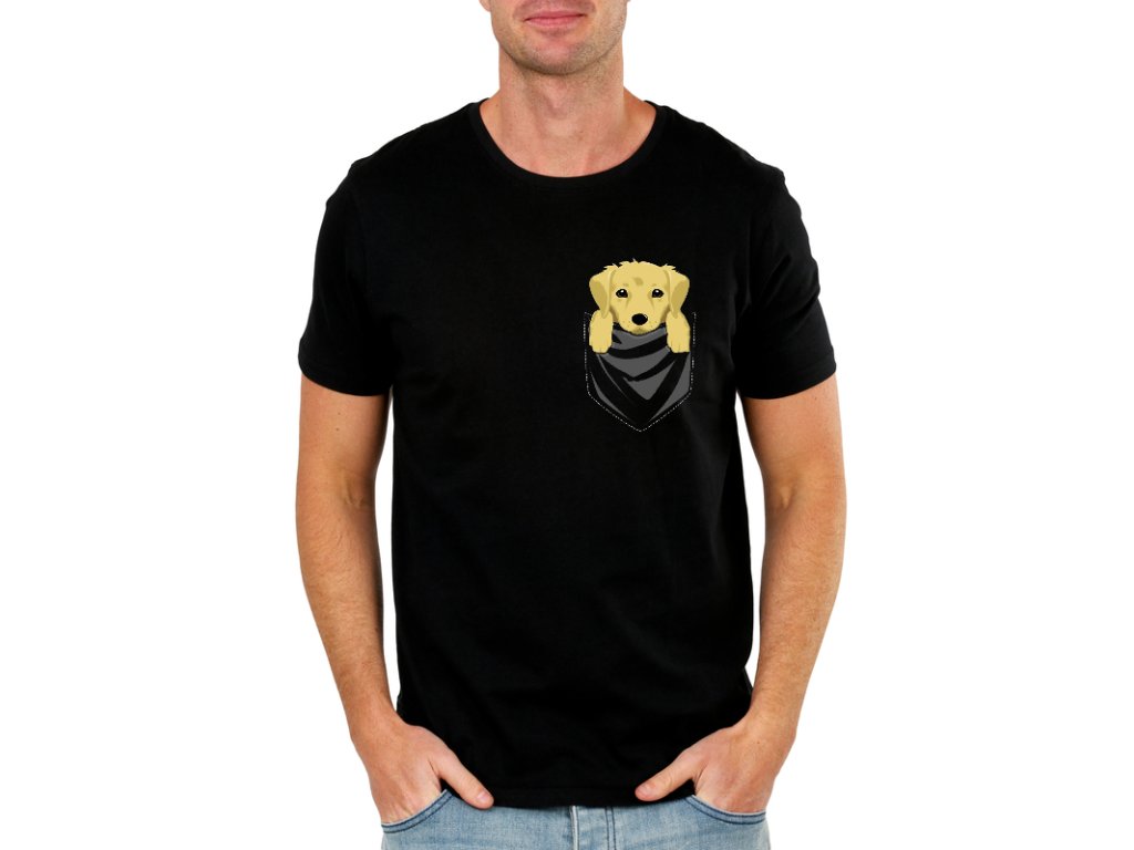 Pánske tričko Golden Retriever so vzorom a vreckom
