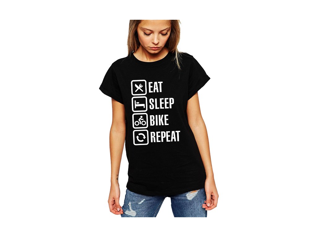 Dámske tričko Eat Sleep Motorcycle Repeat