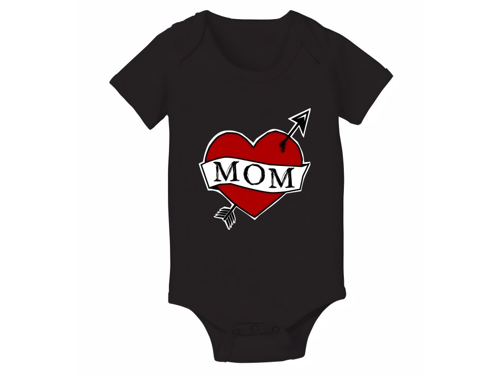 Detské body Retro tetovanie srdce mama