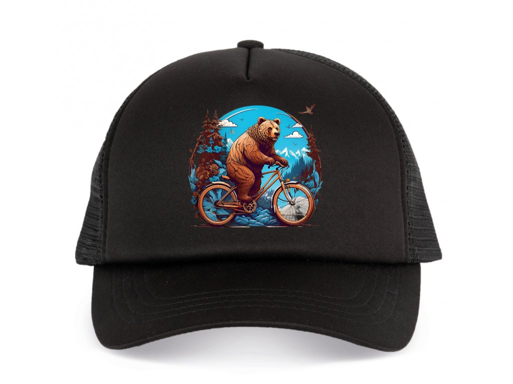Detská čiapka Medveď bicykel