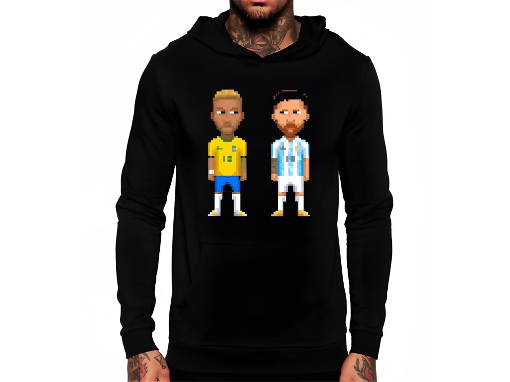 Neymar vs. Messi Pixel Rivals mikina s kapucňou