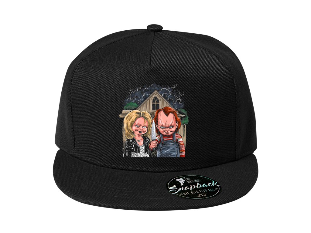 Chucky a Tiffany snapback ruksak v strašidelnom štýle