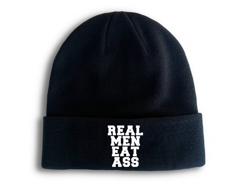 Real Men Eat Ass Pletená Zimná Čiapka