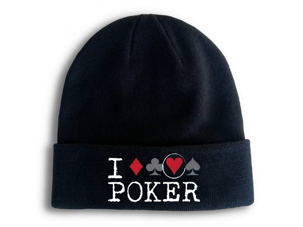 Pletená zimná čiapka I love Poker