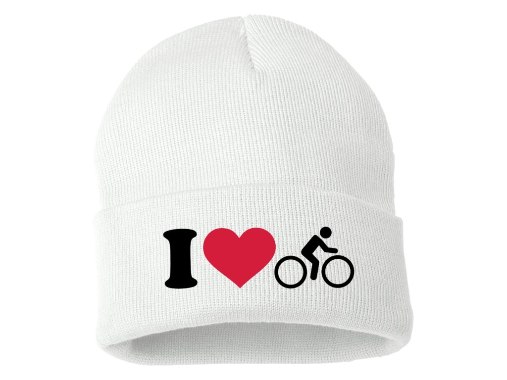Zimná pletená čiapka milujem bicyklovanie