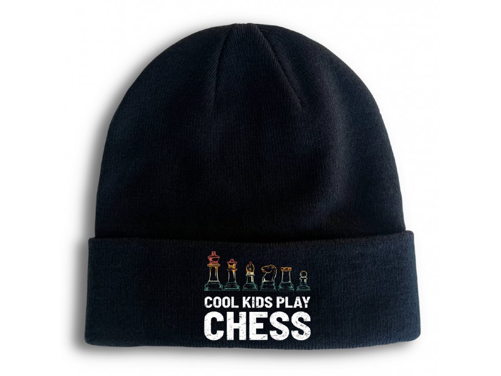 Zimná pletená čiapka Cool deti hrajú šach