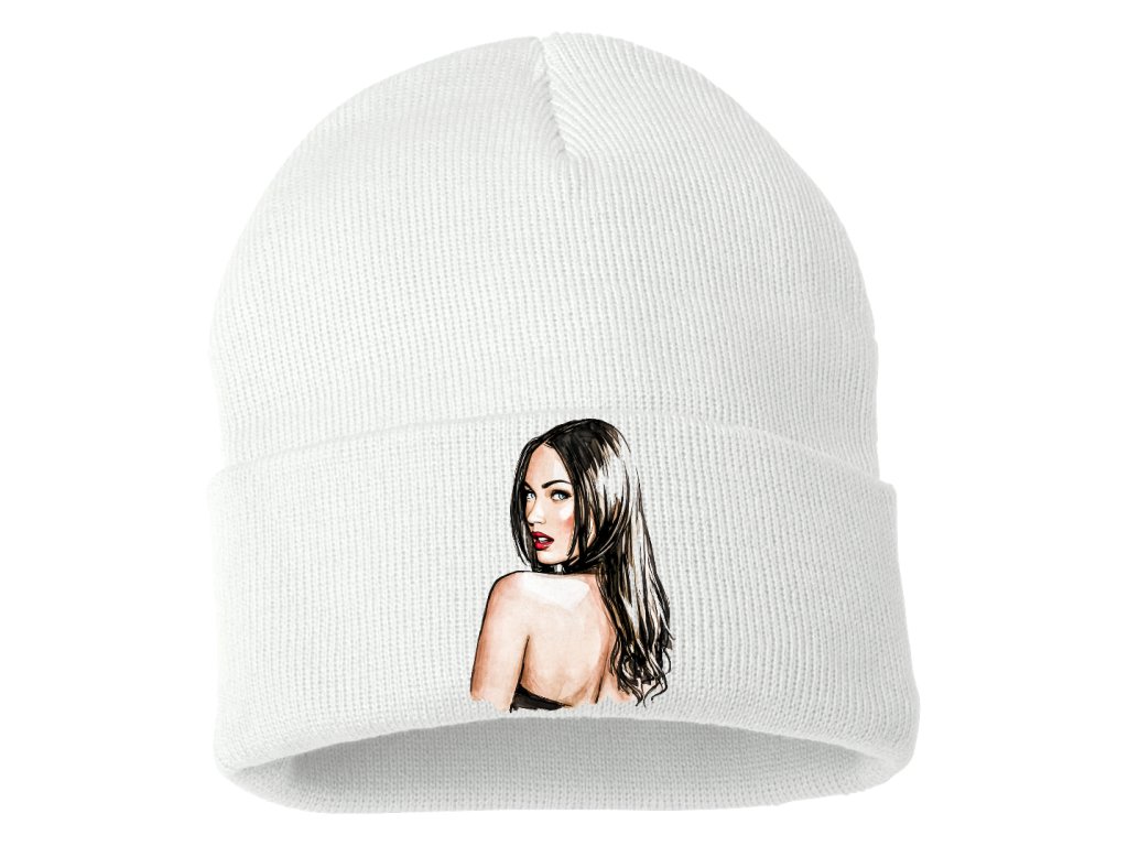 Zimná pletená čiapka Megan Fox postoj