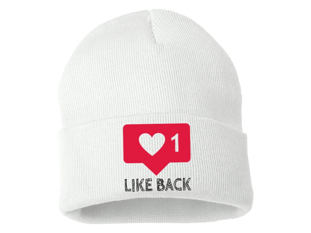 Pletená zimná čiapka Instagram Páči sa srdce