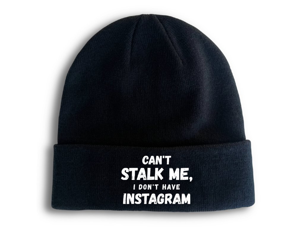 Pletená zimná čiapka Nemôžeš ma sledovať, nemám Instagram