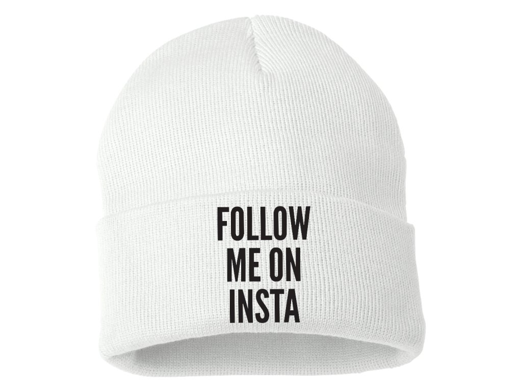 Pletená zimná čiapka Sleduj ma na Instagrame
