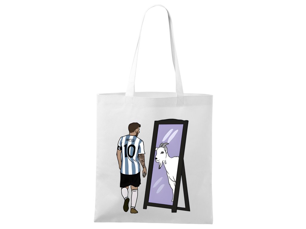 Messi vidí v zrkadle GOAT nákupná taška
